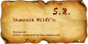 Stancsik Milán névjegykártya