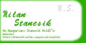 milan stancsik business card